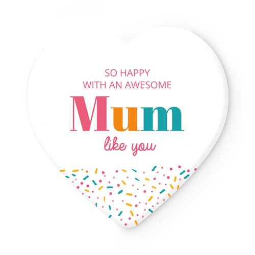 Heart-Shape Ceramic Coaster 11.5 x 11.5cm - Awesome Mum