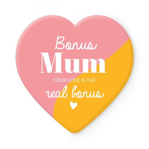 Heart-Shape Ceramic Coaster 11.5 x 11.5cm - Bonus Mum