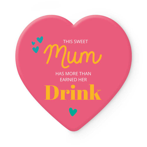 Heart-Shape Ceramic Coaster 11.5 x 11.5cm - Mum Drink