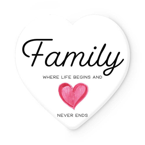 Heart-Shape Ceramic Coaster 11.5 x 11.5cm - Family