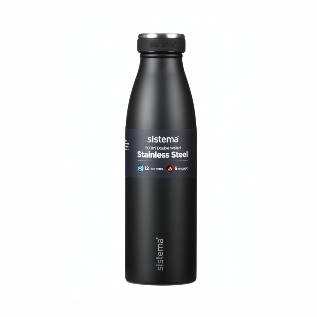 Sistema - Hydrate - Stainless Steel Bottle 500ml - Black