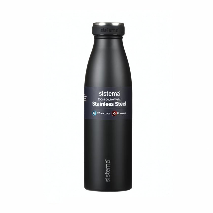 Sistema - Hydrate - Stainless Steel Bottle 500ml - Black