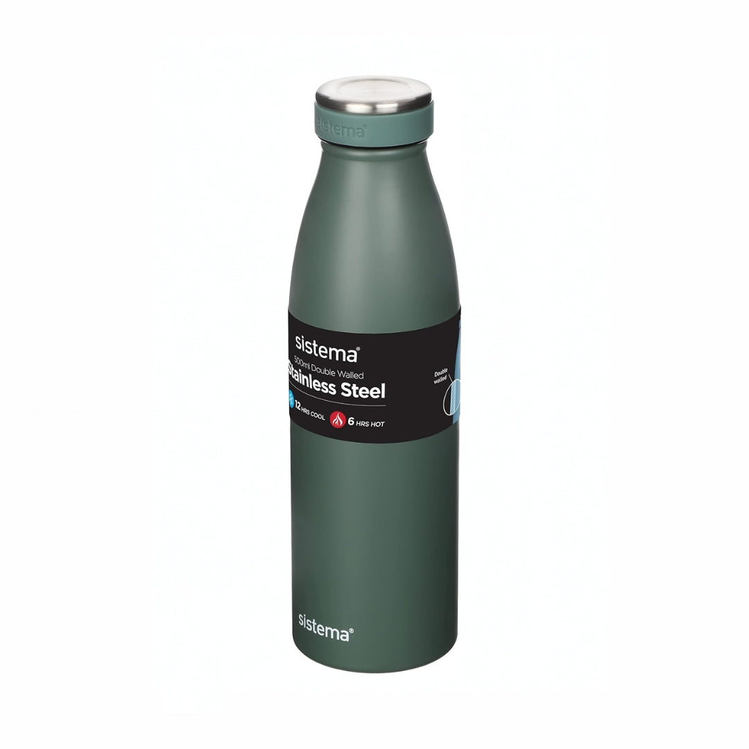 Sistema - Hydrate - Stainless Steel Bottle 500ml - Olive