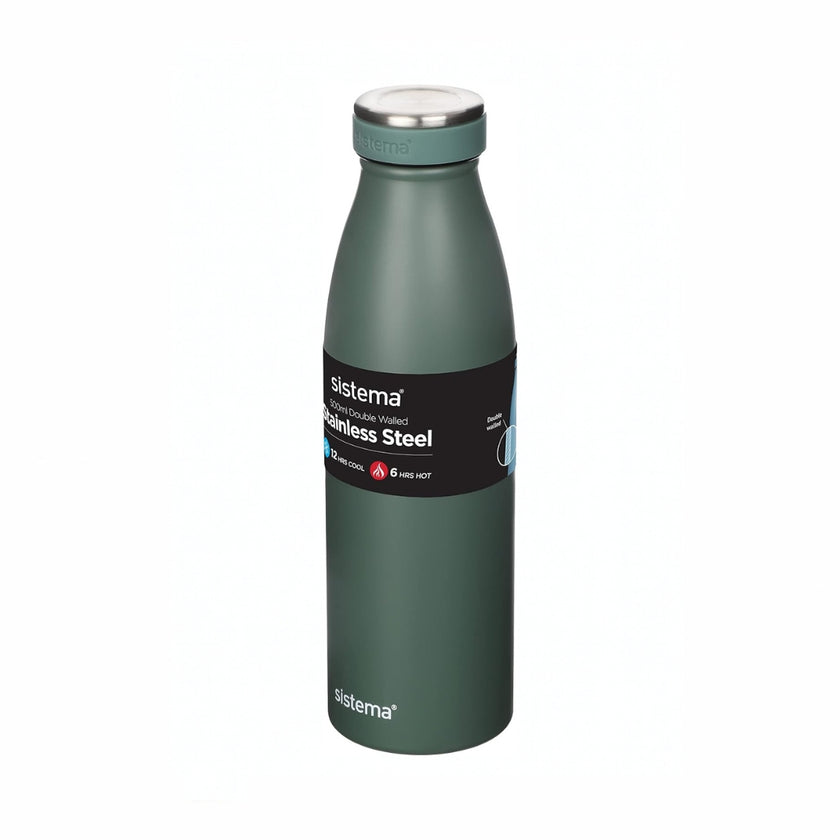 Sistema - Hydrate - Stainless Steel Bottle 500ml - Olive