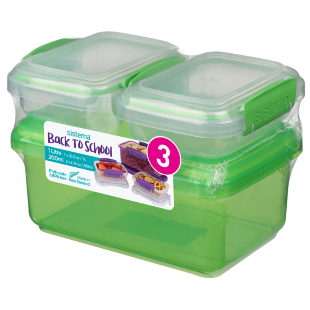 Sistema - Back To School - Lunchbox A Set Of 3pcs - Green