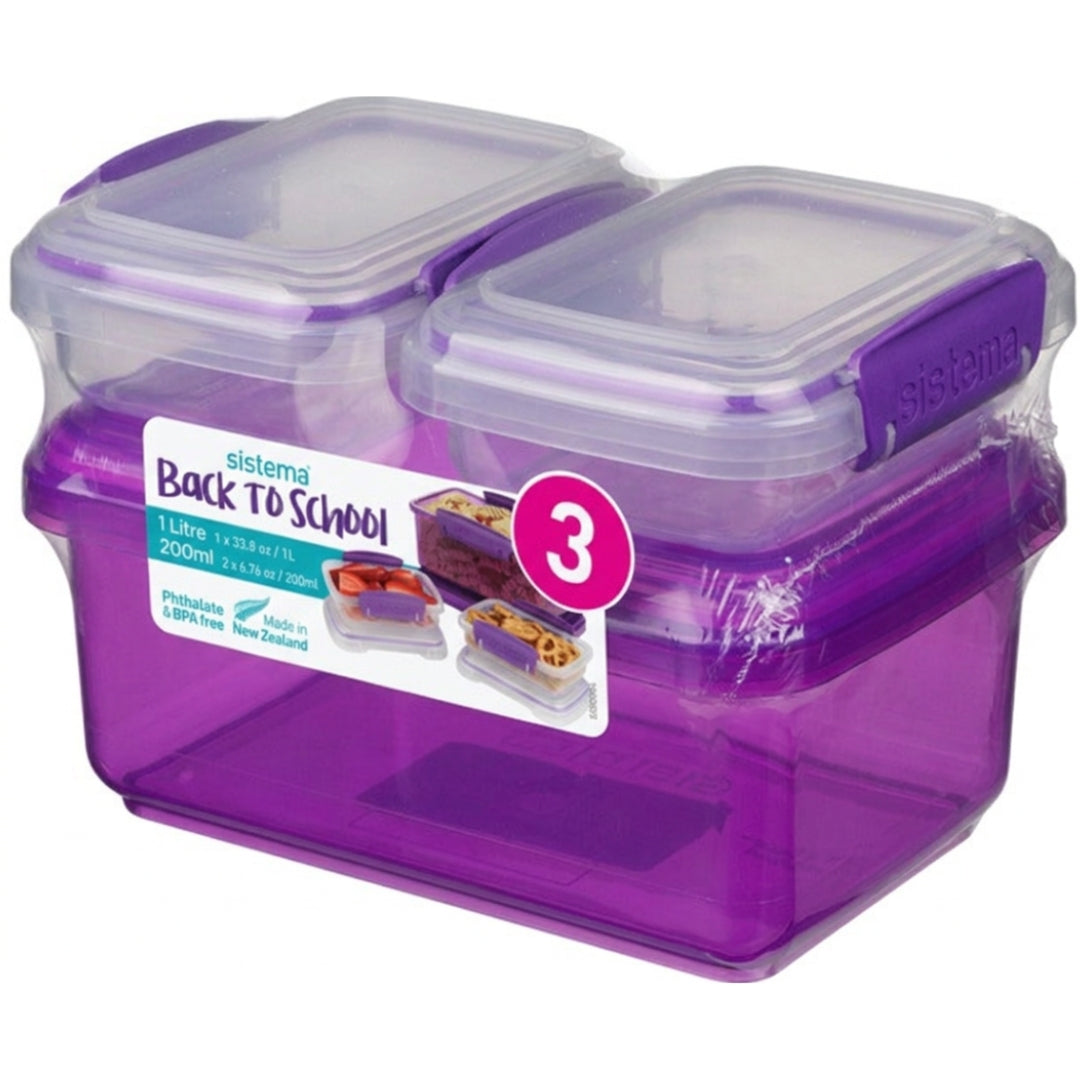 Sistema - Back To School - Lunchbox A Set Of 3pcs - Purple