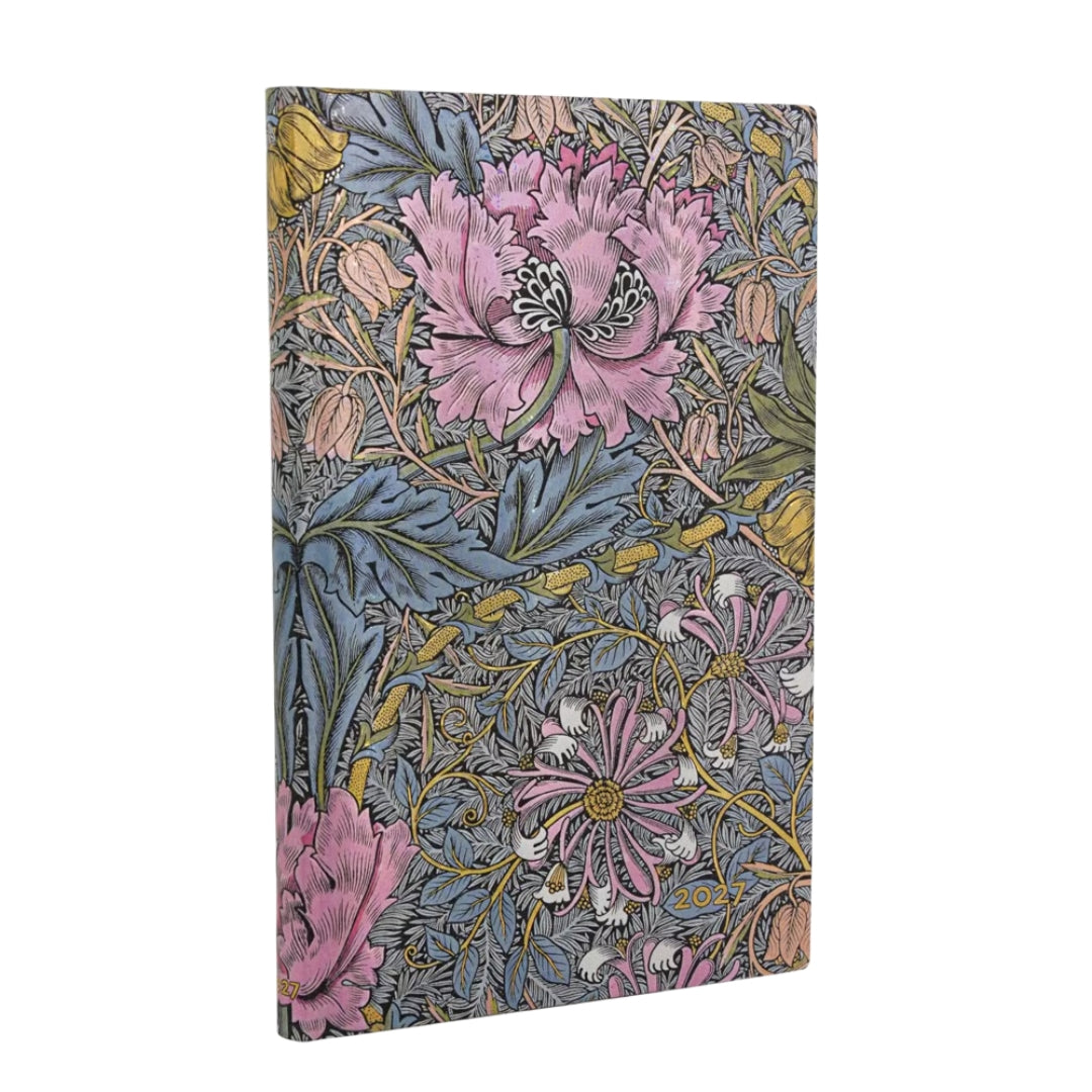 MINI Paperblanks DAILY 12-Month Planner (Diary) - 2027 - Morris Pink Honeysuckle - Hardcover