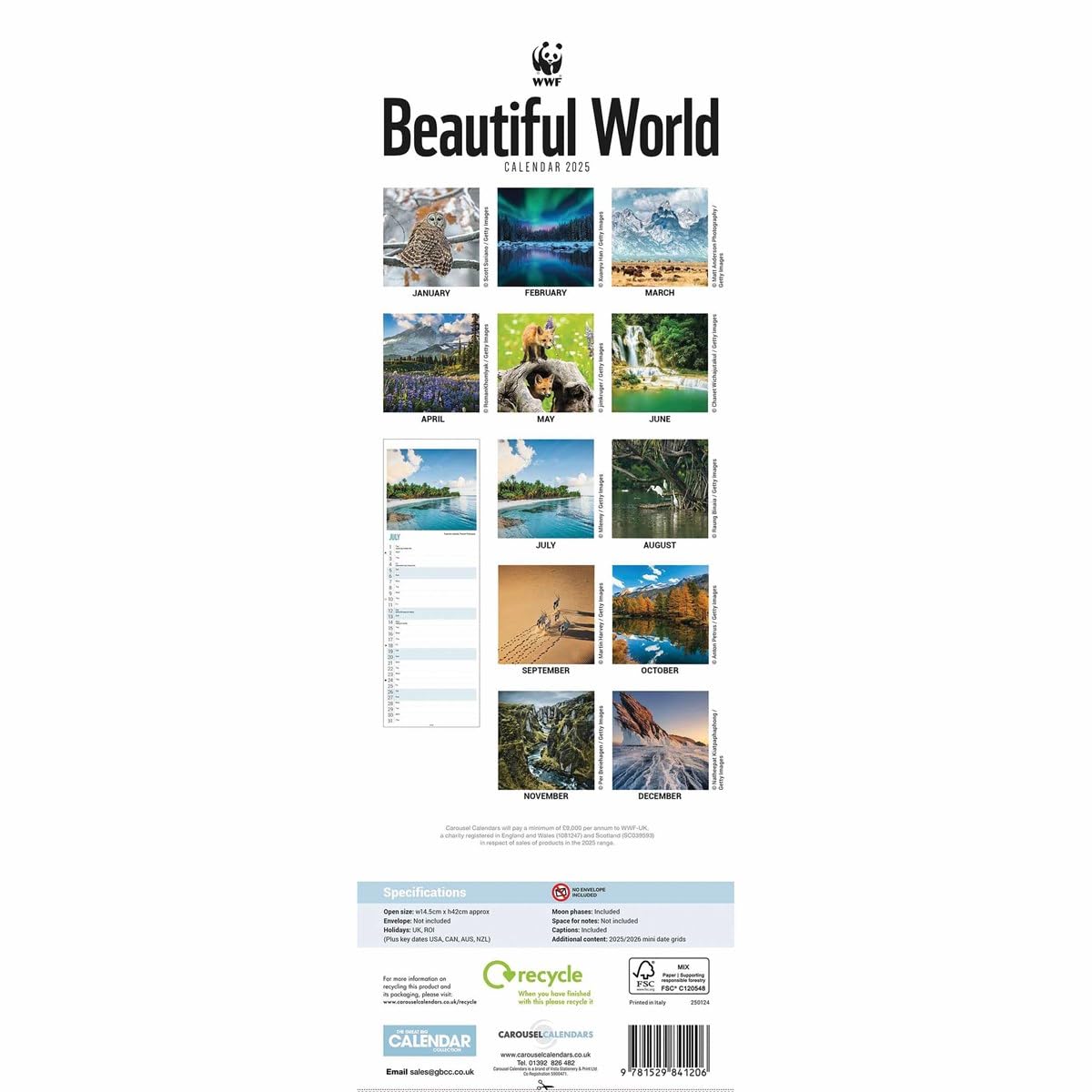 2025 Calendar Slim Beautiful World