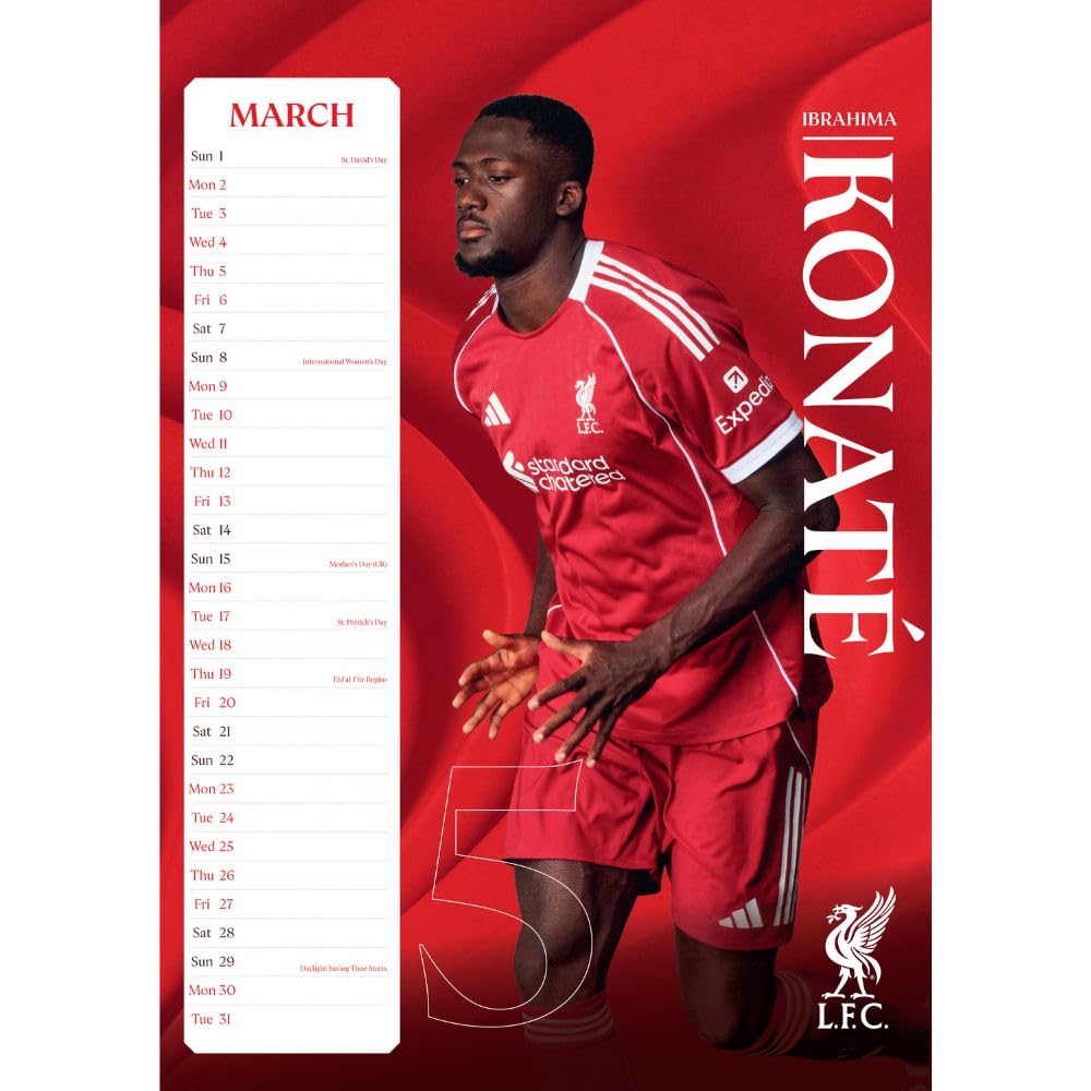A3 Monthly Wall Calendar 2026 - Liverpool