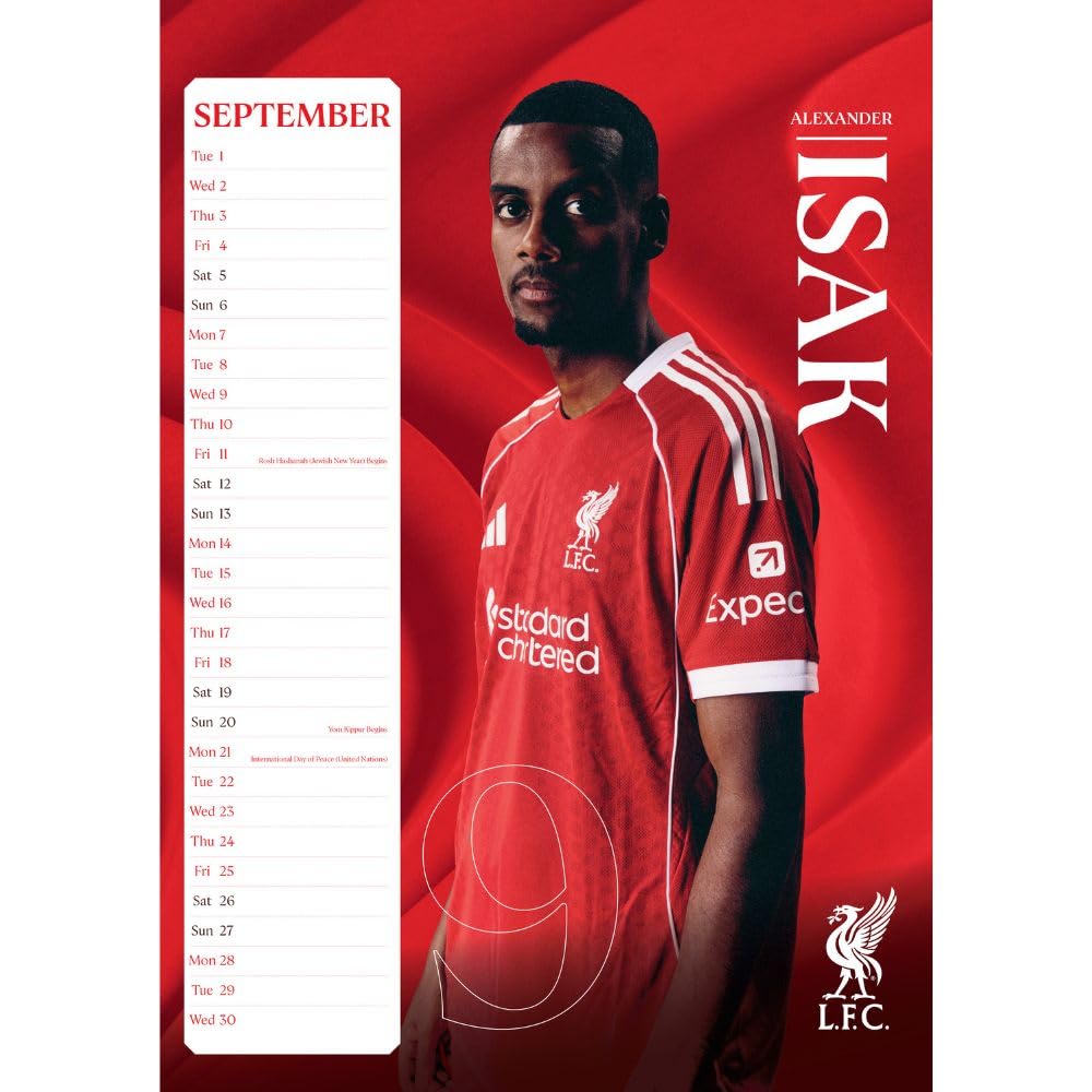 A3 Monthly Wall Calendar 2026 - Liverpool