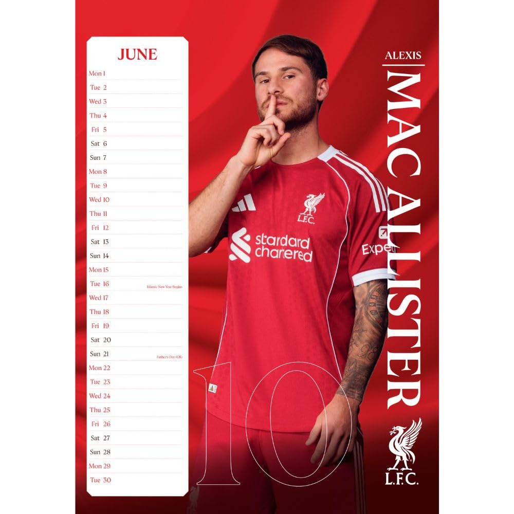 A3 Monthly Wall Calendar 2026 - Liverpool