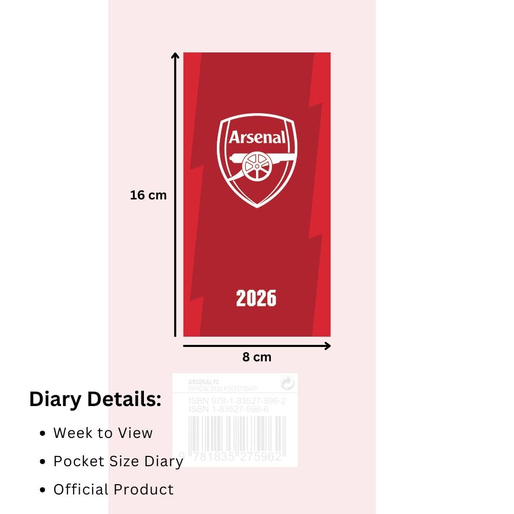 Slim Diary Week To View 2026 - Arsenal