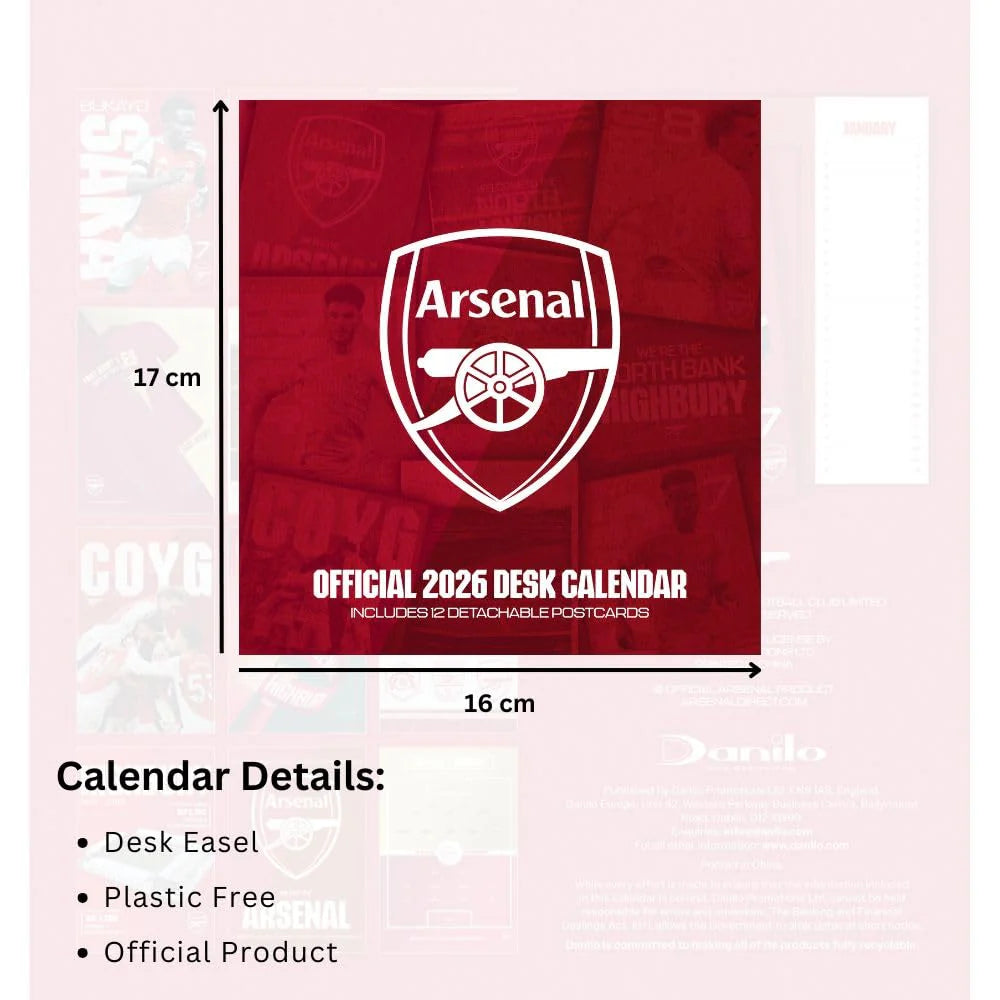 Monthly Desktop Calendar 2026 - Arsenal