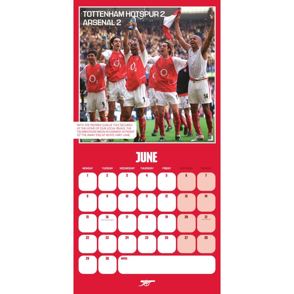 Monthly Square Calendar 2026 - Arsenal