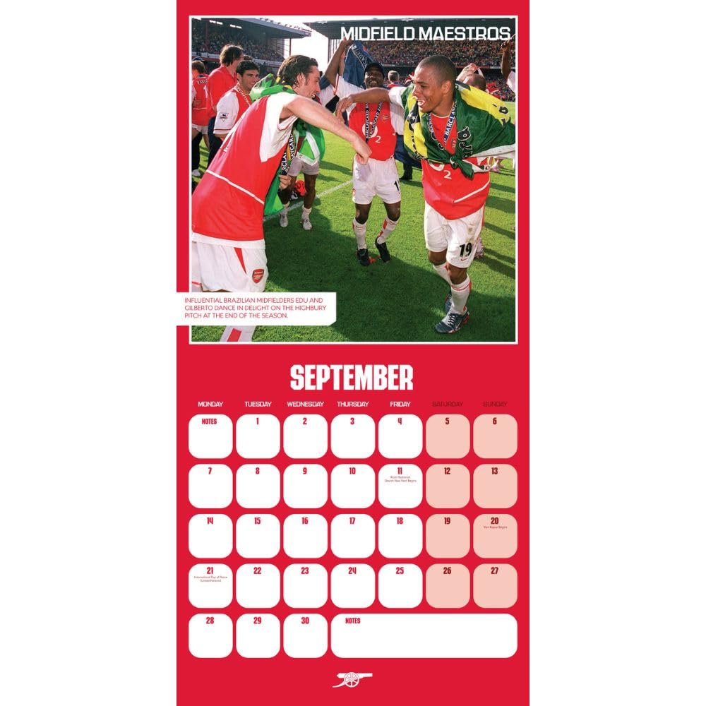 Monthly Square Calendar 2026 - Arsenal