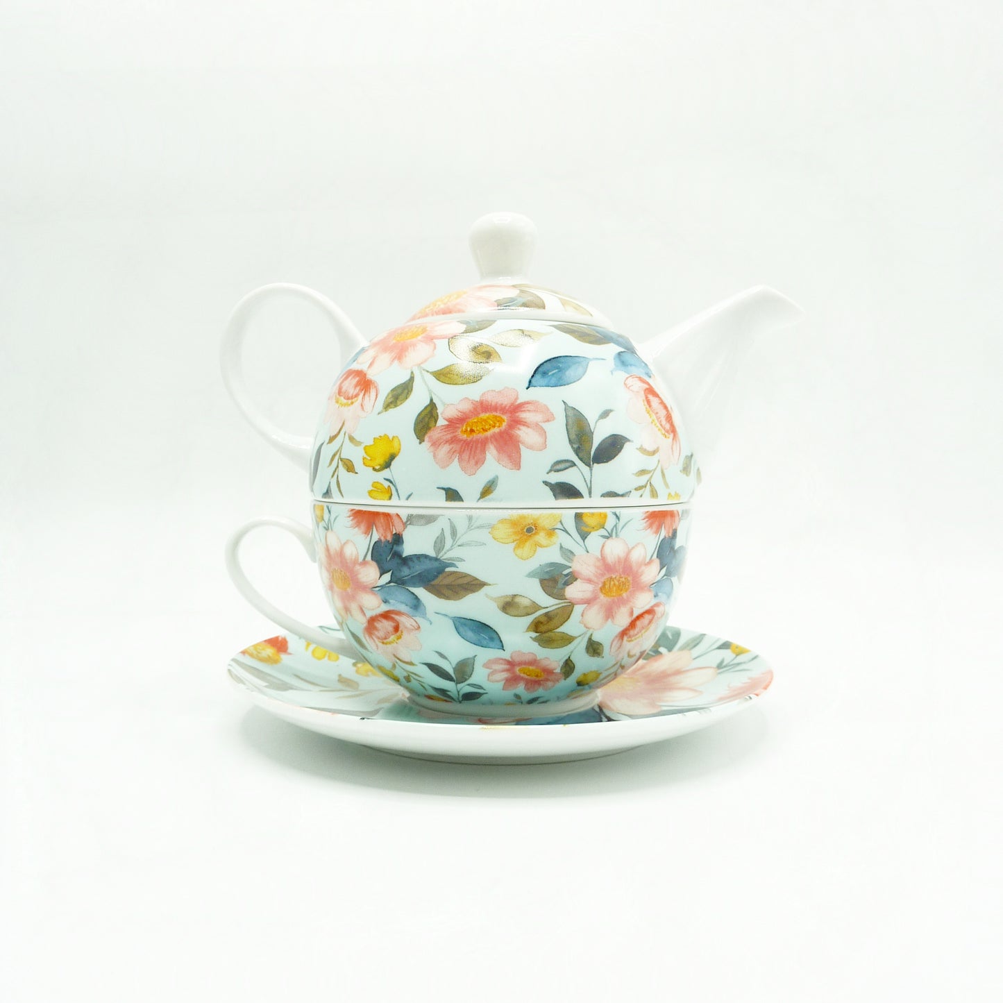 Teapot 2 In 1 - Blue/Pink Floral