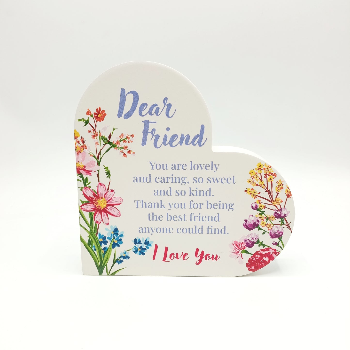 Dear Friend Standing Wooden Heart (15x15x2.5cm)