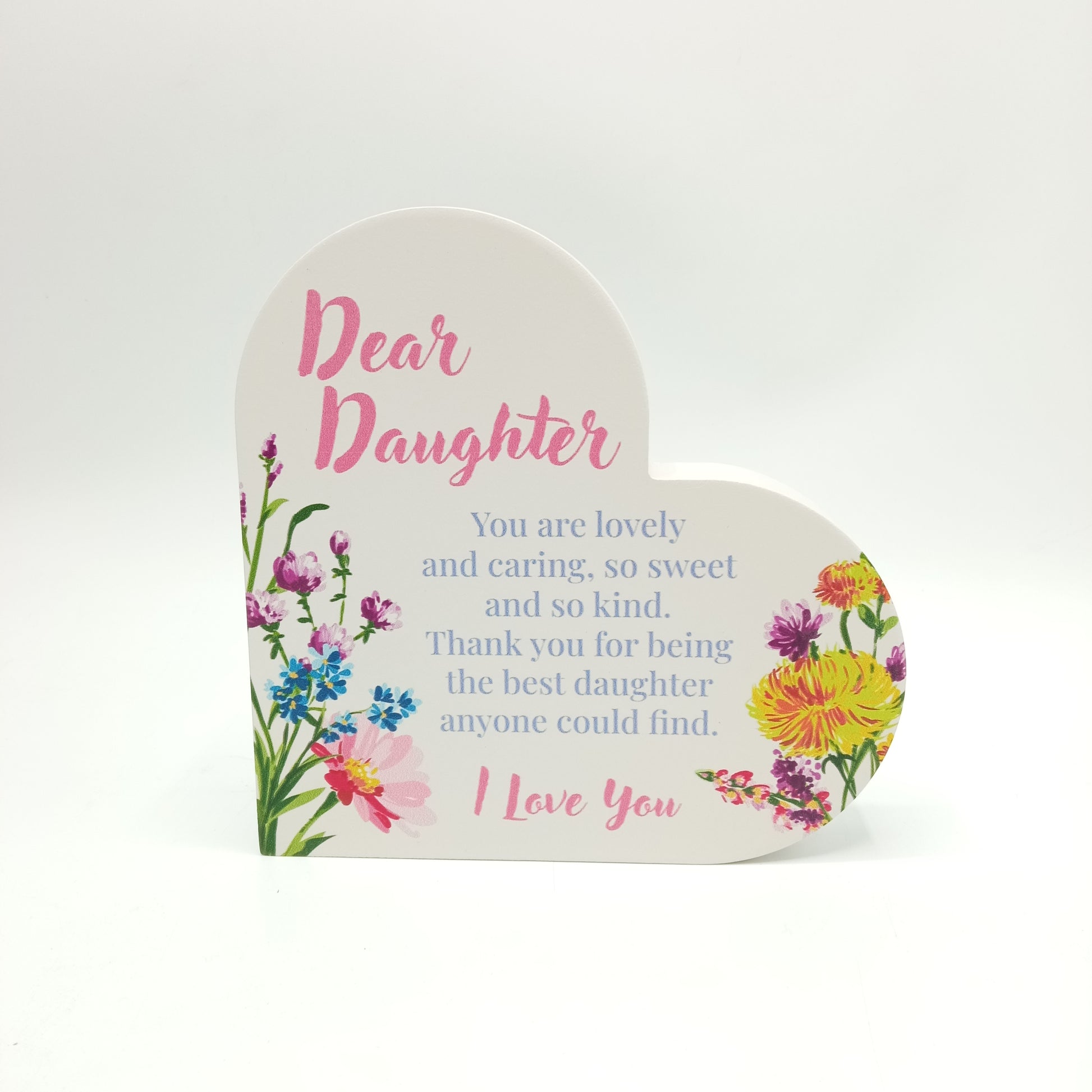 Dear Daughter Standing Wooden Heart (15x15x2.5cm)