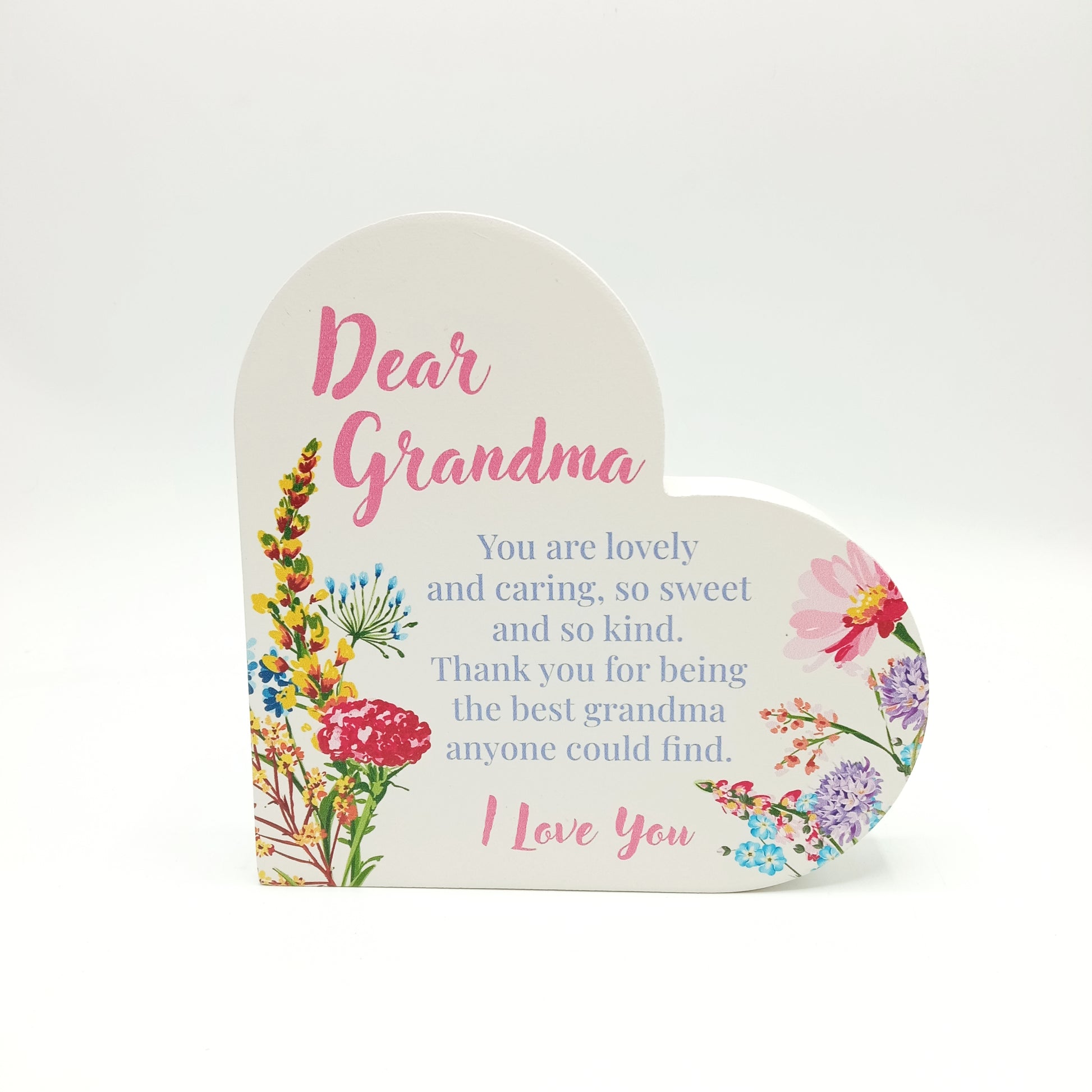 Dear Grandma Standing Wooden Heart (15x15x2.5cm)