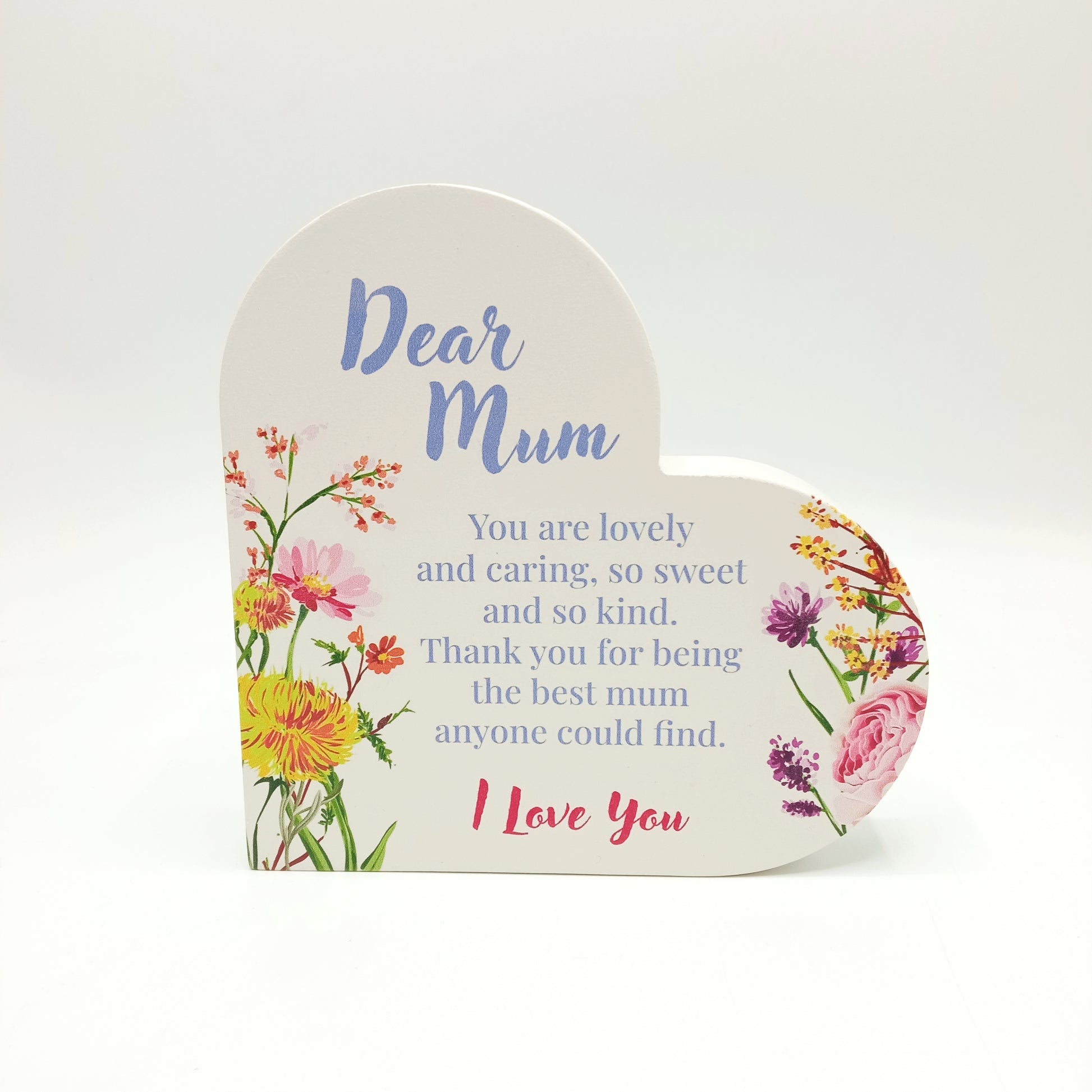 Dear Mum Standing Wooden Heart (15x15x2.5cm)