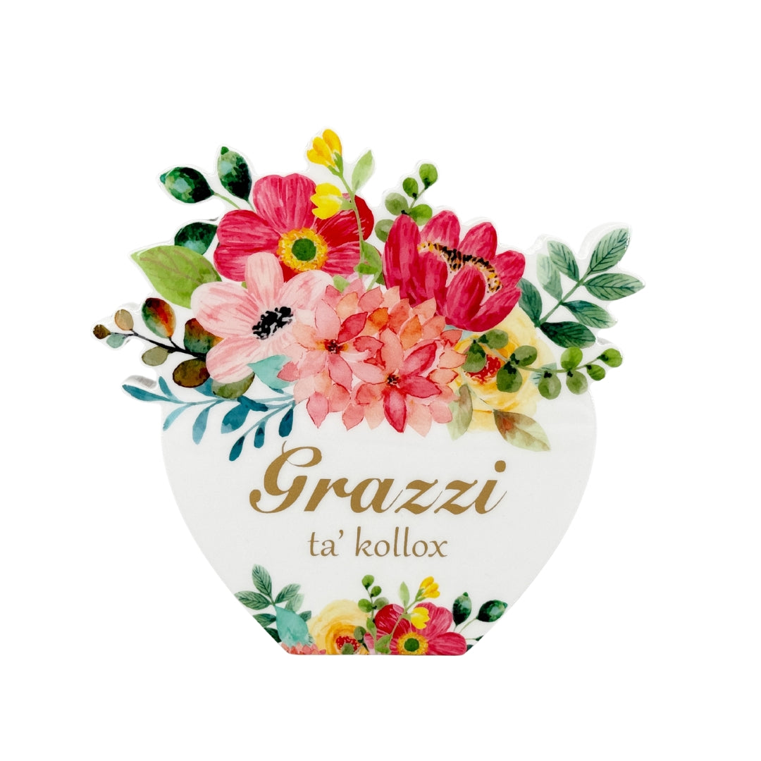 Wooden Plaque Floral Vase 18cm - Grazzi