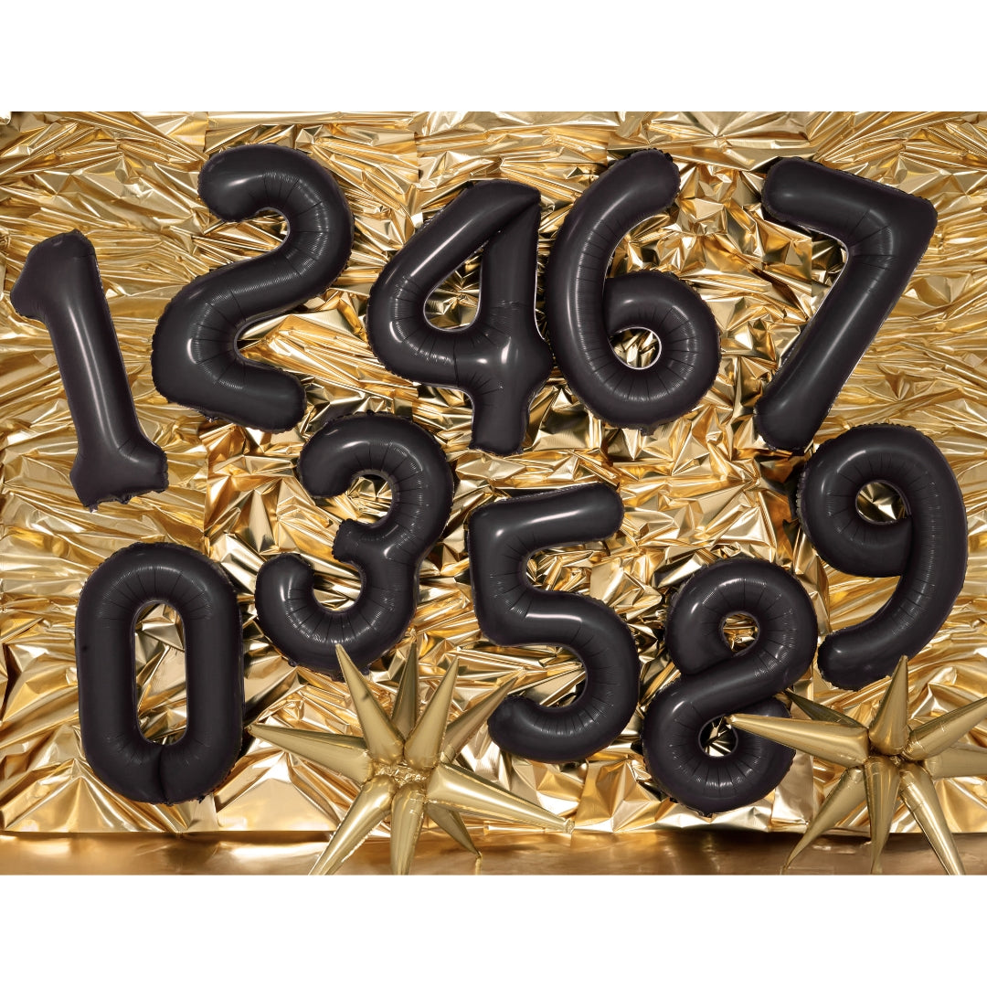 Party Deco Helium Foil Balloon 86cm - All Numbers! - Black