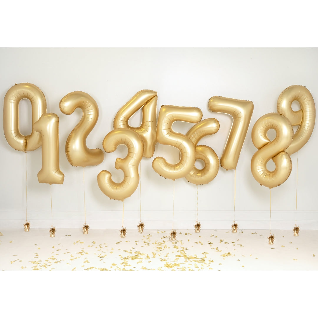 Party Deco Helium Foil Balloon 86cm - All Numbers! - Satin Gold