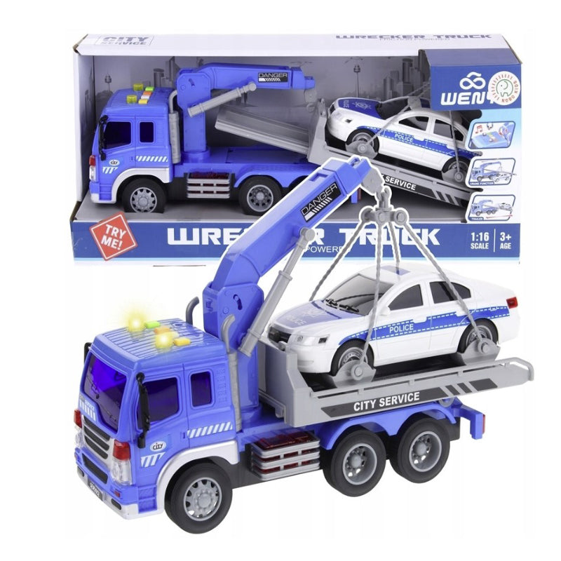 City Service Friction Tow Truck & Car W/Music & Light