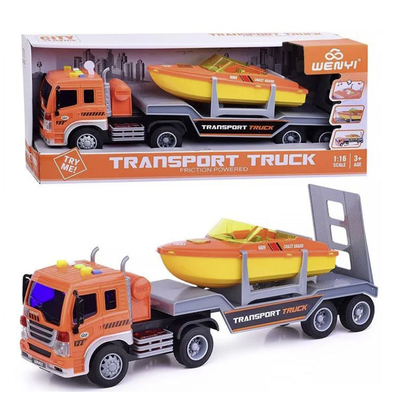 City Service Friction Tow Truck & Boat W/Music & Light