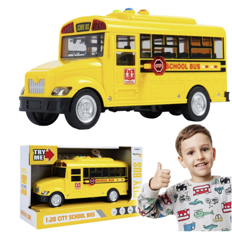 City Service - Friction Car With Music & Light - School Bus