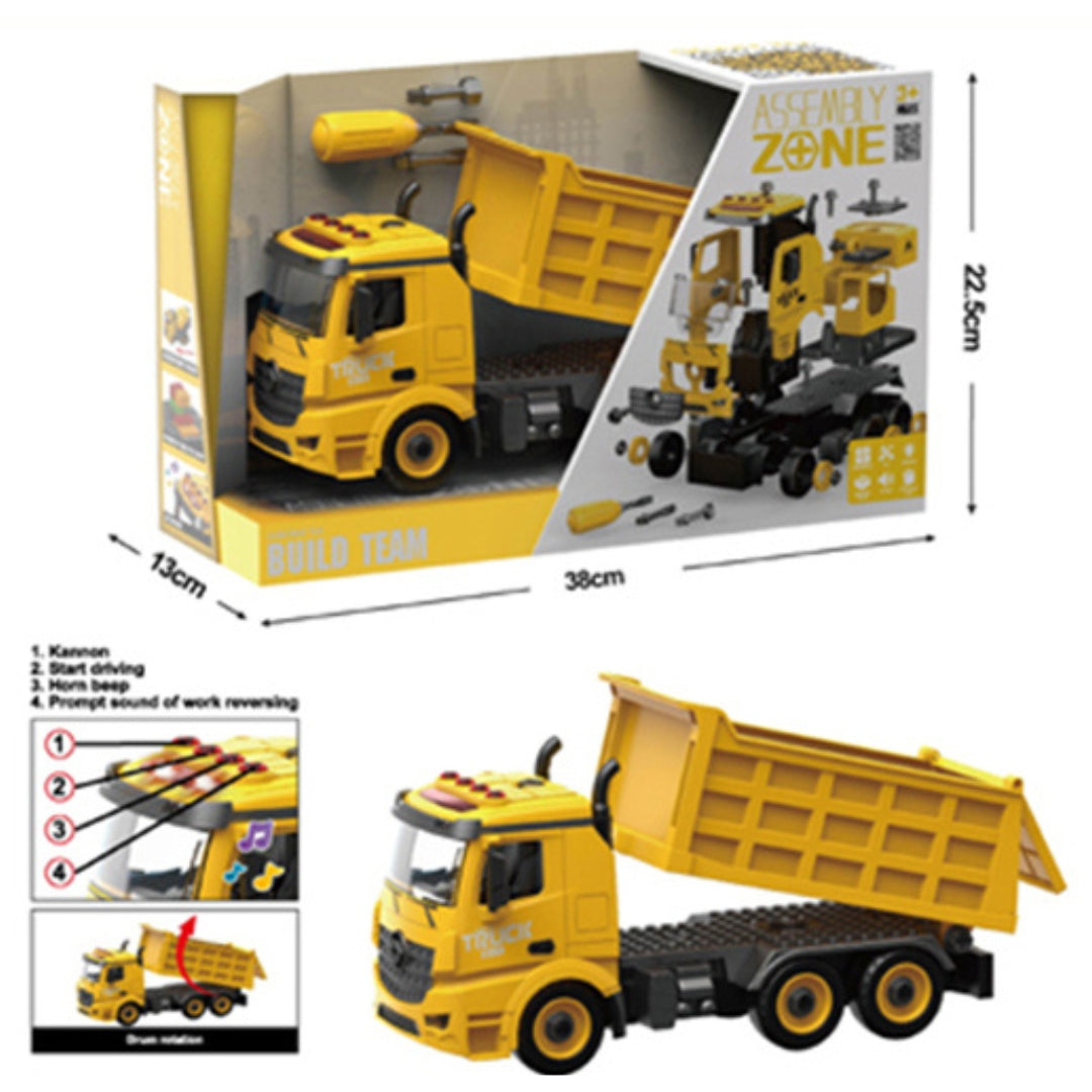 Assembly Zone Unlimited Fun Build Team - Truck - Truck DIY (Friction Car With Light & Sound)