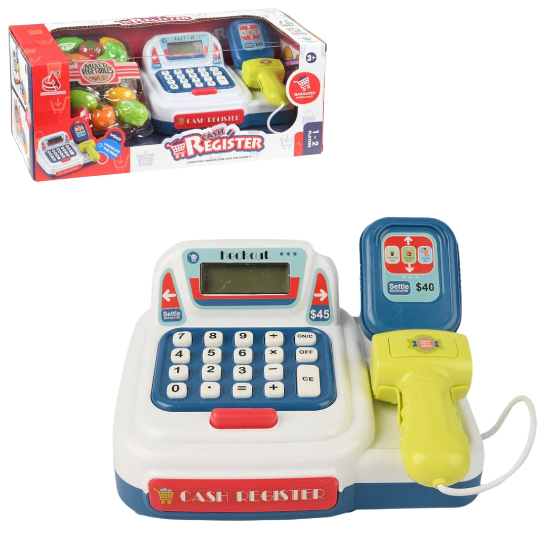 Cash Register With Money & Food +3y - White/Blue