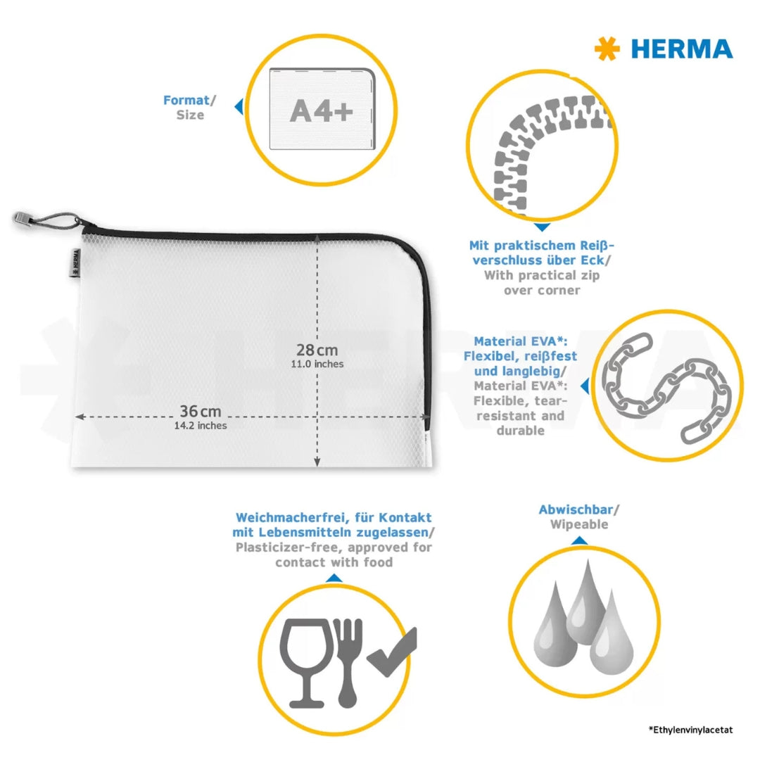 A4+ Herma - Universal Bag / Zippa Bag 28 x 36cm - Various Colours