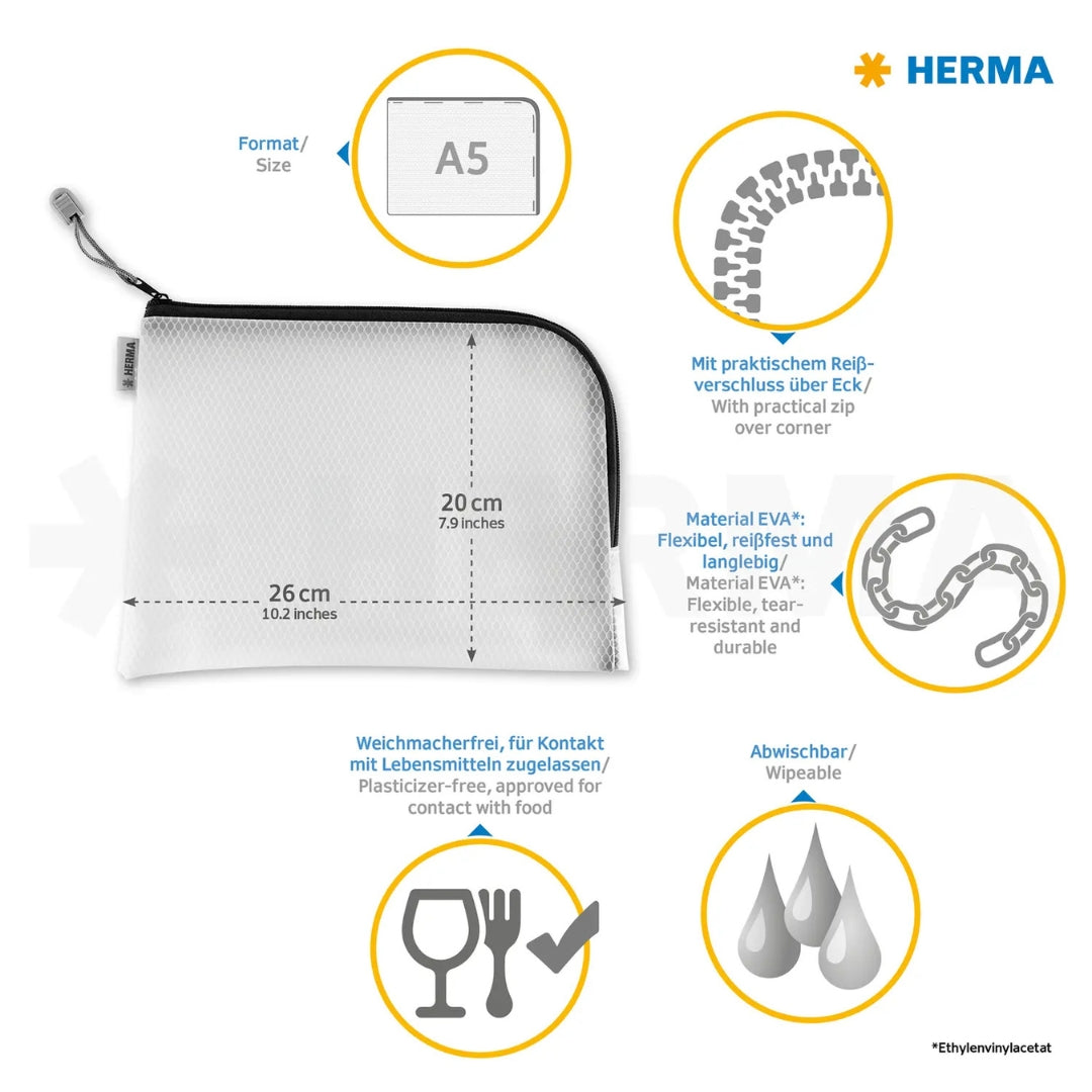 A5 Herma - Universal Bag / Zippa Bag 20 x 26cm - Various Colours