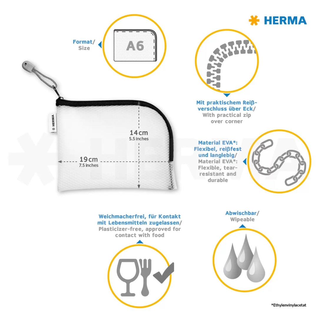A6 Herma - Universal Bag / Zippa Bag 14 x 19cm - Various Colours