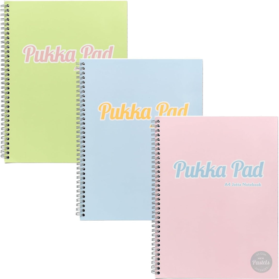 A4 Pukka Pad Side-Spiral Lined Jotta Notebook - Pastel - Various Colours