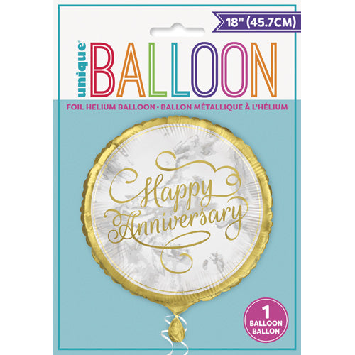 Unique Helium Foil Balloon 45.7cm - Happy Anniversary