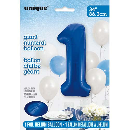 Unique 34inch Blue Number Balloons, All Numbers! - 4