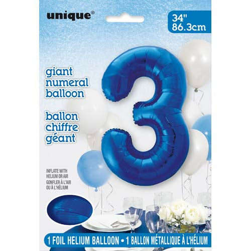 Unique 34inch Blue Number Balloons, All Numbers! - 4