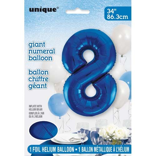 Unique 34inch Blue Number Balloons, All Numbers! - 4