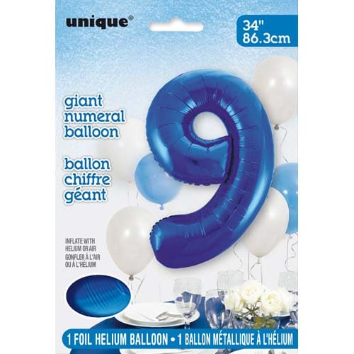 Unique 34inch Blue Number Balloons, All Numbers! - 4