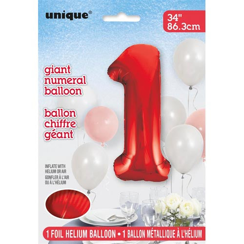 Unique 34inch Red Number Balloons, All Numbers! - 4