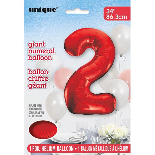 Unique 34inch Red Number Balloons, All Numbers! - 4