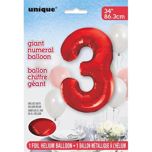 Unique 34inch Red Number Balloons, All Numbers! - 4