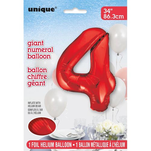 Unique 34inch Red Number Balloons, All Numbers! - 4