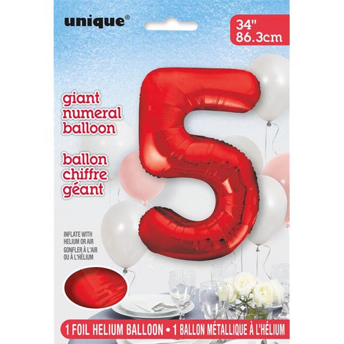 Unique 34inch Red Number Balloons, All Numbers! - 4