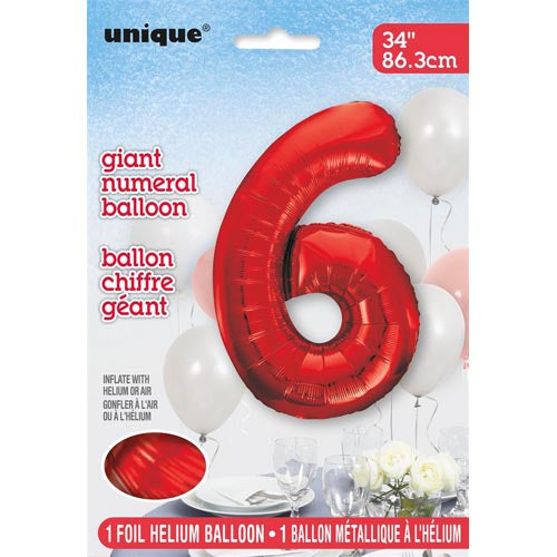 Unique 34inch Red Number Balloons, All Numbers! - 4