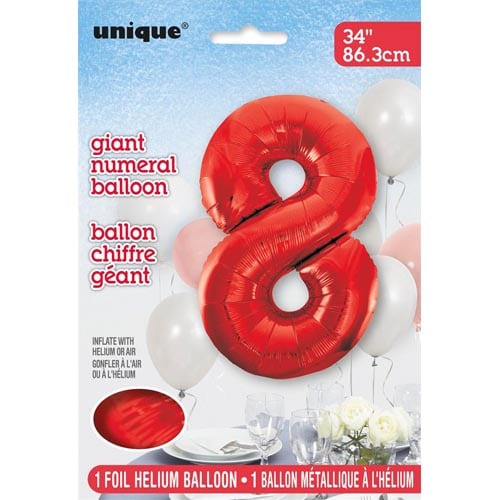 Unique 34inch Red Number Balloons, All Numbers! - 4