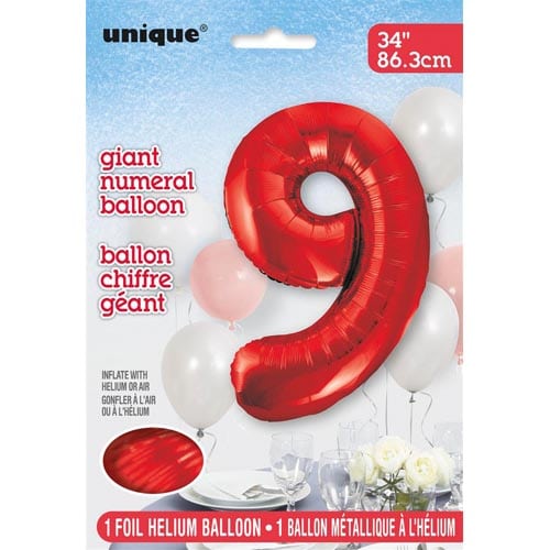 Unique 34inch Red Number Balloons, All Numbers! - 4