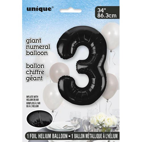 Unique 34inch Black Number Balloons, All Numbers! - 4